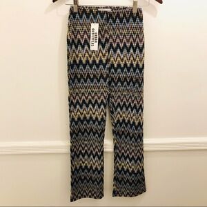 NWT Urban Outfitters Flare Pull On Pants XS chevron zig zag knit black